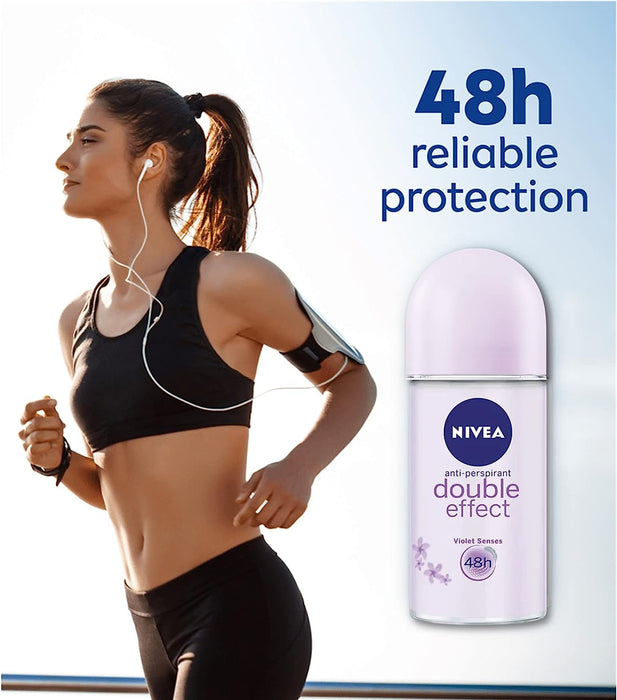 Nivea Women Double Effect, Anti-Transpirant Roll On, 1.6 oz | 50 ml