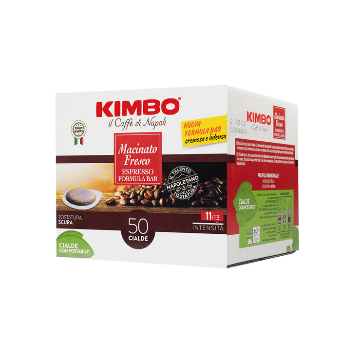 Kimbo Espresso Pods Macinato Fresco ESE Pods, Dark Roast 11/13 intensity, 7g, 50 Pack