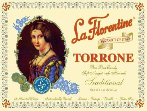 La Florentine Traditional Italian Torrone, Soft Nougat with Almonds 7.62 oz, 18 pieces