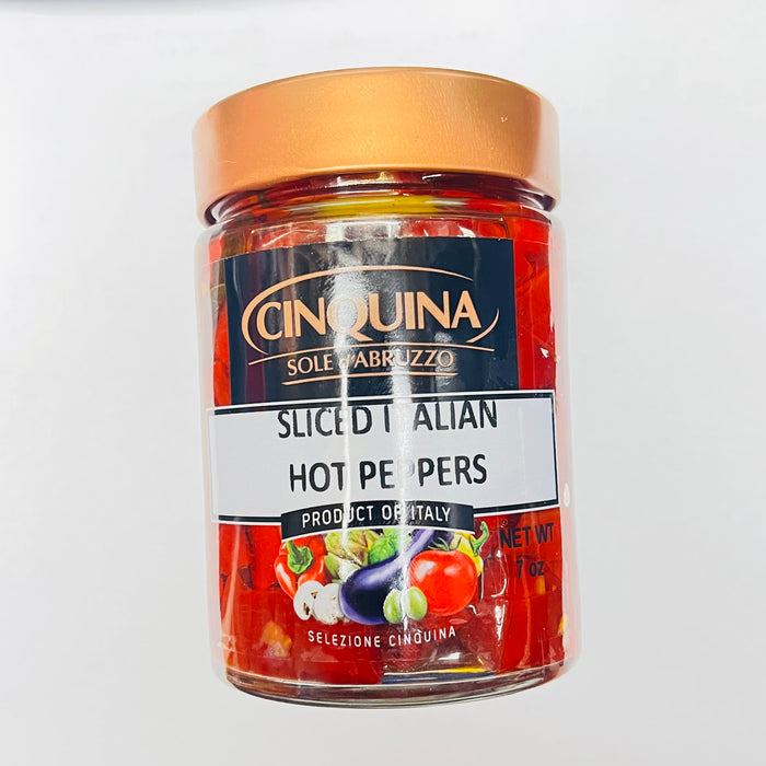 Cinquina Sliced Italian Hot Peppers, 7 oz | 200g