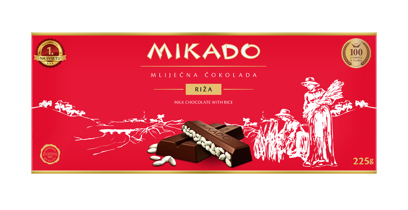 Mikado Milk Chocolate with Puffed Rice Bar, 7.9 oz | 225g
