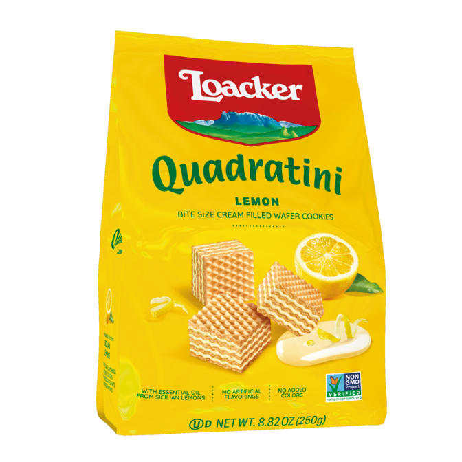 Loacker Quadratini Bite Size Wafers, Lemon, 8.82 oz | 250g
