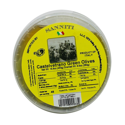 Sanniti Whole Castelvetrano Green Olives, Drained Wt. 8.8 oz | 250g