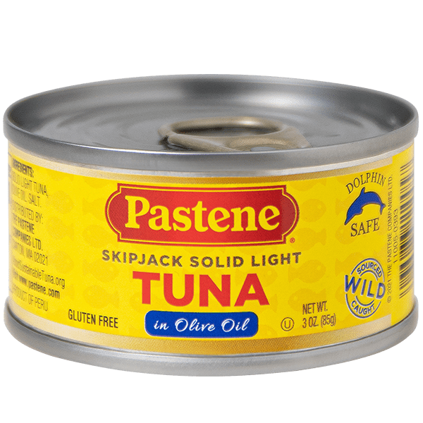 Pastene Tuna (Tonno) Skipjack Solid Light Tuna in Olive Oil, 3 oz. can