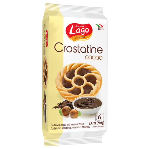 Lago Crostatine Cacao, Tarts with Cocoa And Hazelnut Cream, 8.46 oz (6 x 1.41 oz)