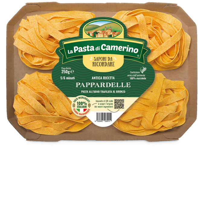 La Pasta di Camerino Pappardelle Egg Pasta, Bronze Die, 8.8 oz | 250g