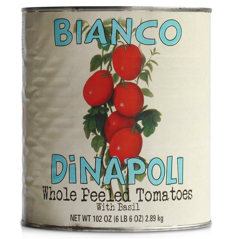 Bianco Dinapoli, Whole Peeled Tomatoes w/ Basil, #10 Can, 102 oz