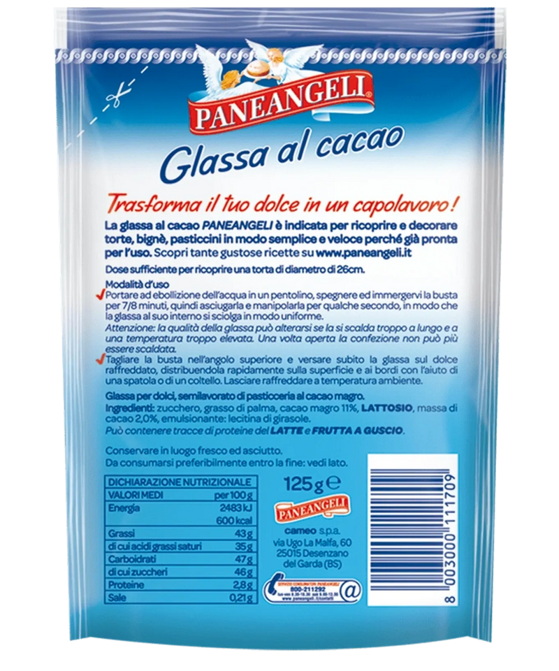 Paneangeli Cocoa Icing, Ready to Use, Glassa al Cacao, 4.2 oz | 125g