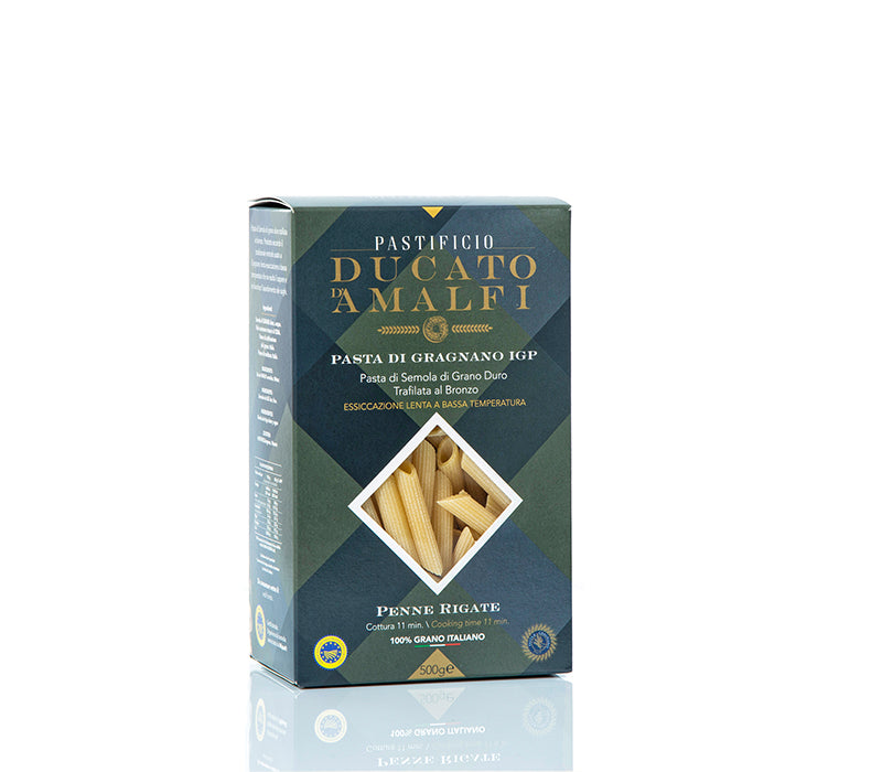 Pastificio Ducato d’Amalfi – Penne Rigate di Gragnano PGI  17.6 oz (500 g) | Artisan Italian Pasta | PGI Certified