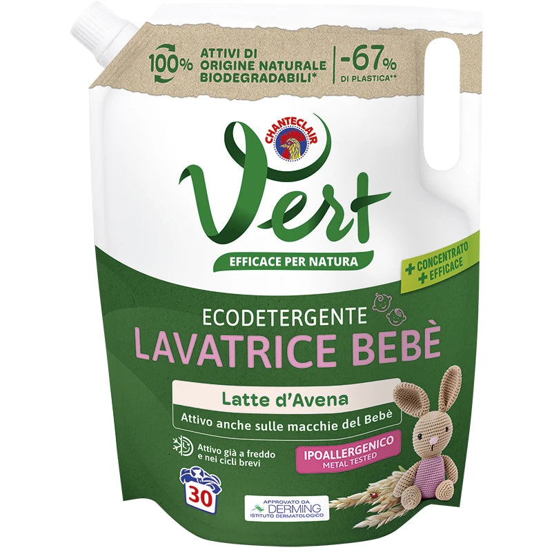 Chanteclair Vert Baby Eco Laundry Detergent with Oat Milk – 40.6 fl oz (1200ml) – 30 Washes