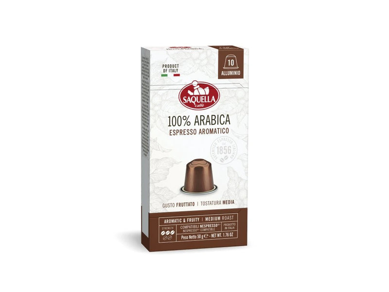 Saquella Caffe Nespresso Capsule 100% Arabica, Medium Roast, 10 pk, 1.76 oz | 50g