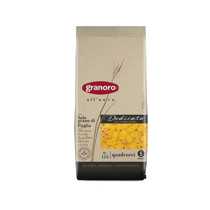 Granoro Dedicato Quadrucci Egg Pasta, #113, 8.8 oz | 250g