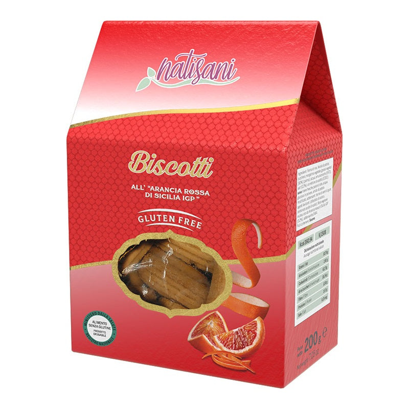Natisani Gluten Free Cookies With Blood Orange Of Sicily IGP, 7.05 oz | 200g