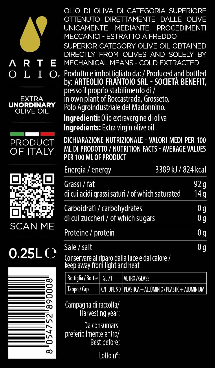 ArteOlio Prezioso Extra Virgin Olive Oil, 8.45 fl oz | 250ml