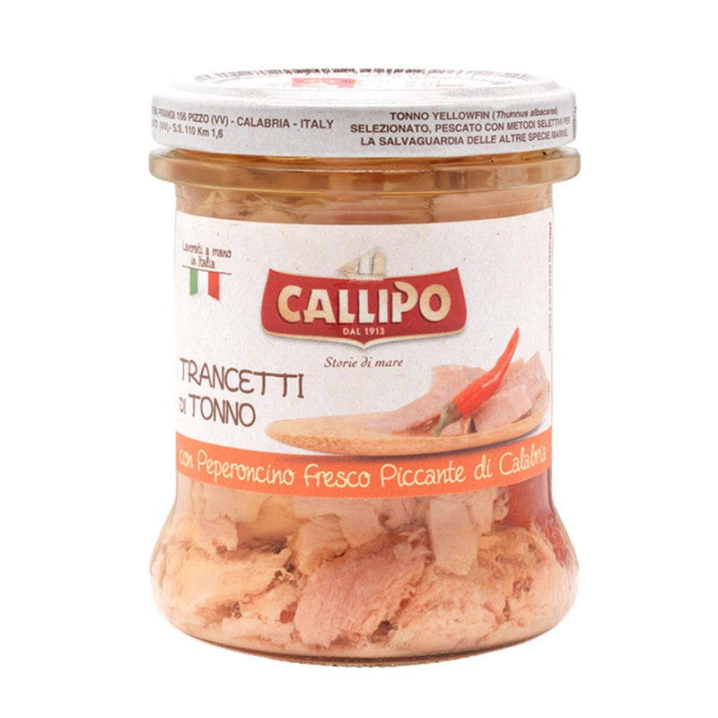 Callipo Tuna Chunks w/ Hot Chili Pepper in Olive Oil, 6 oz | 170g
