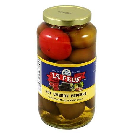 La Fede Hot Cherry Peppers, 32 fl oz