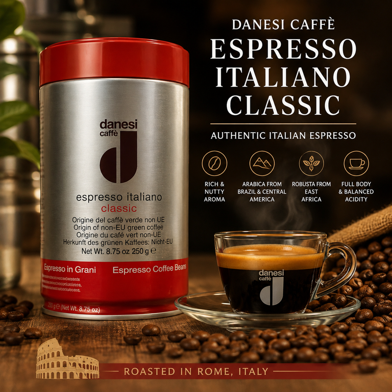 Danesi Caffè Espresso Italiano Classic Whole Bean Coffee – 8.75 oz (250g)