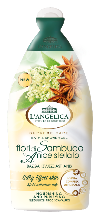 L’Angelica Elderflower & Star Anise Bath & Shower Gel, Italian Body Wash, 16.9 oz | 500 ml