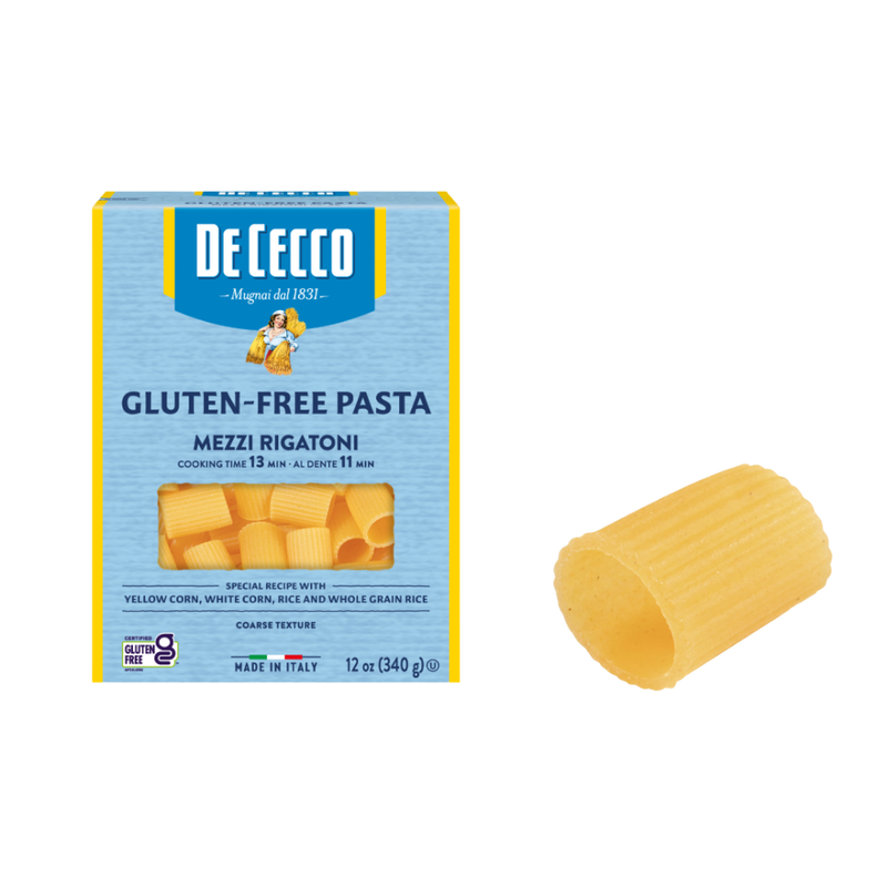 De Cecco Gluten Free Mezzi Rigatoni Pasta, 12 oz | 340g