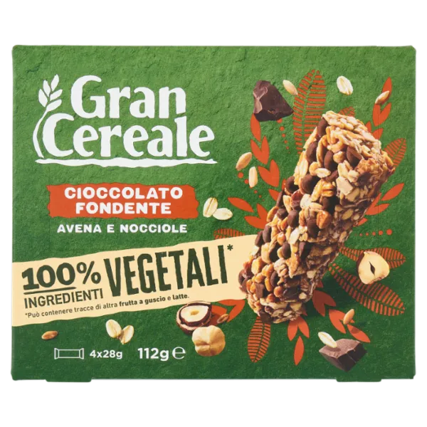 Gran Cereale Dark Chocolate, Oats & Hazelnut Snack Bars – 4 Pack – 3.95 oz (112g)