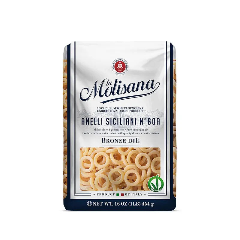 La Molisana Anelli Siciliani Pasta, Bronze Die, 16 oz | 454g