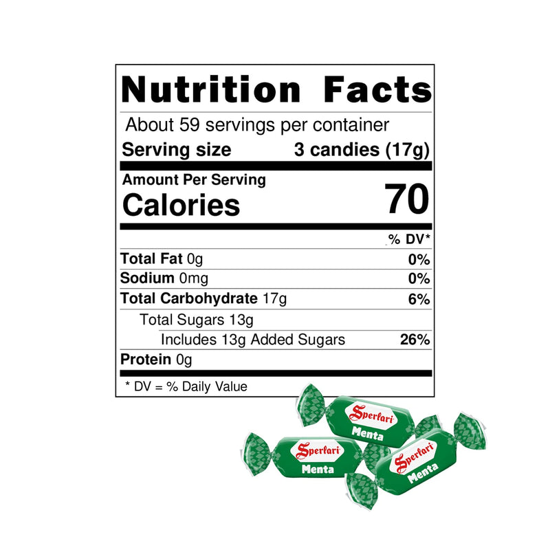 Sperlari Mint Hard Candy Bulk, 2 lb 3.2 oz LB Bag | 1 kg