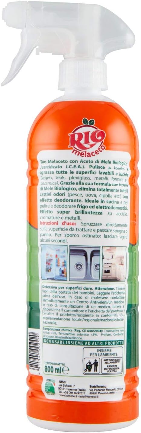 Rio Casamia Sgrassatore Melaceto Trigger Spray – 800ml | Italian Degreaser Cleaner