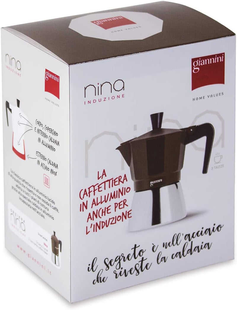 Giannini Nina, Aluminum Stove Top Espresso Coffee Maker, Suitable for Induction
