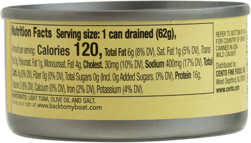 Cento Solid Pack Light Tuna in Pure Olive Oil Salt Added 3oz