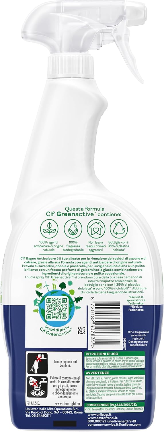 Cif Bathroom Limescale Cleaner Spray, 650ml – Soap & Limescale Remover, Jasmine Fragrance