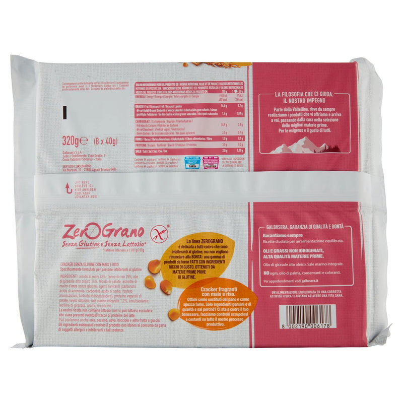 Galbusera Gluten Free ZeroGrano Crackers, 11.28 oz | 320g