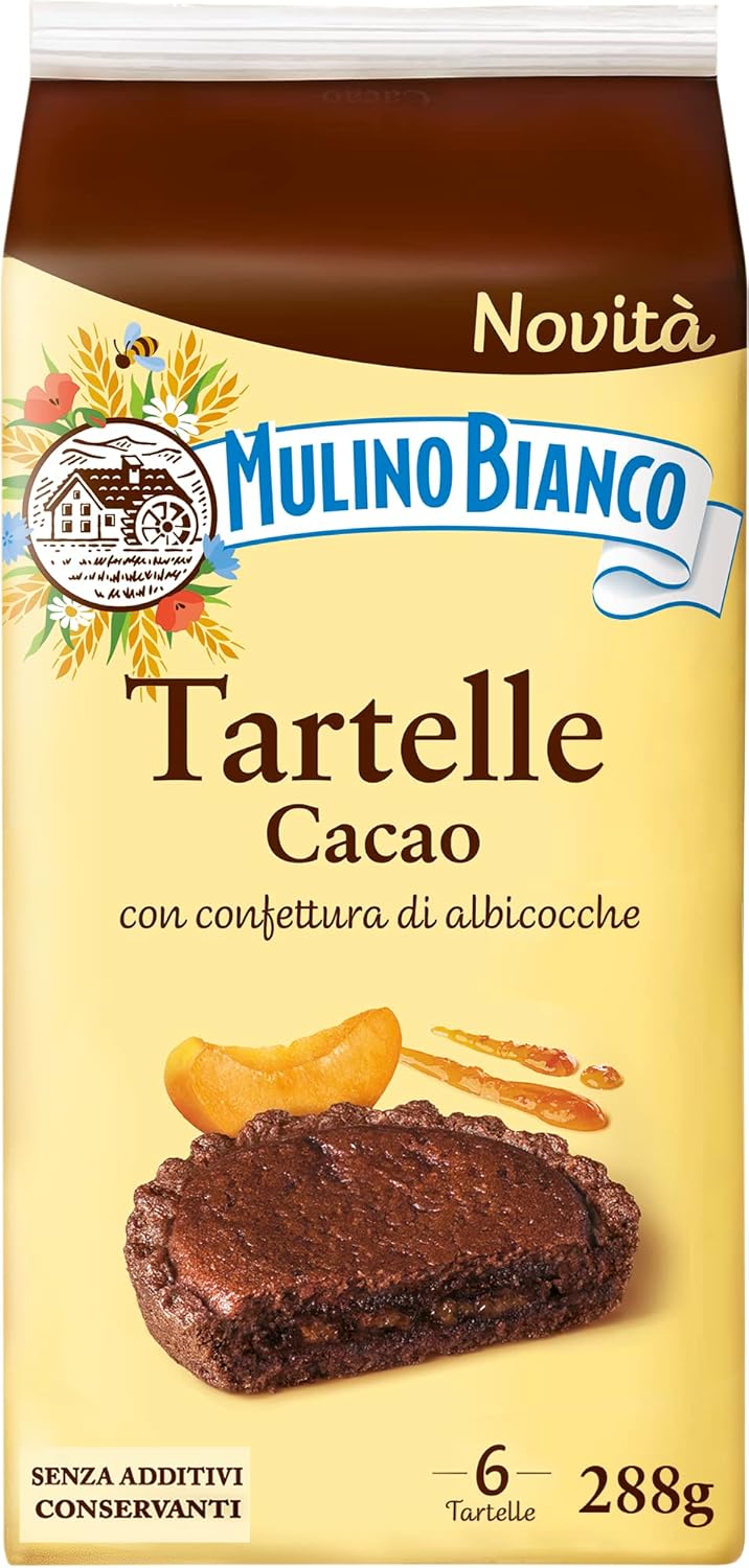 Mulino Bianco Tartelle Cocoa, Apricot Jam Stuffed Patties, Pack of 6, 288g