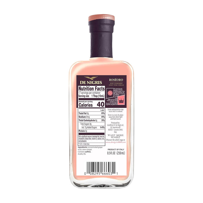 De Nigris Roseoro Sweet Wine Vinegar, 8.5 FL OZ | 250 mL