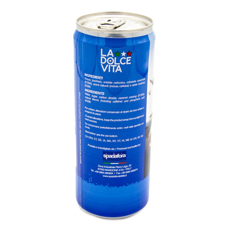 La Dolce Vita Cola, Imported From Italy, Real Sugar, Pack of 4 x 11 FL OZ
