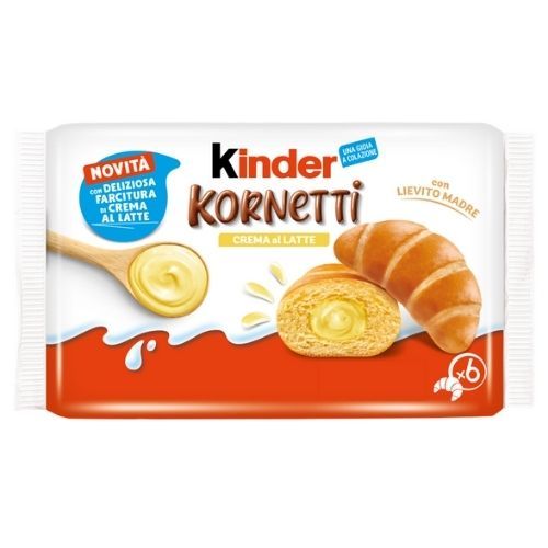 Kinder Kornetti Croissant With Cream Filling, 6 Pack