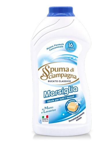 Spuma di Sciampagna Marseille dish soap bottle on a white background