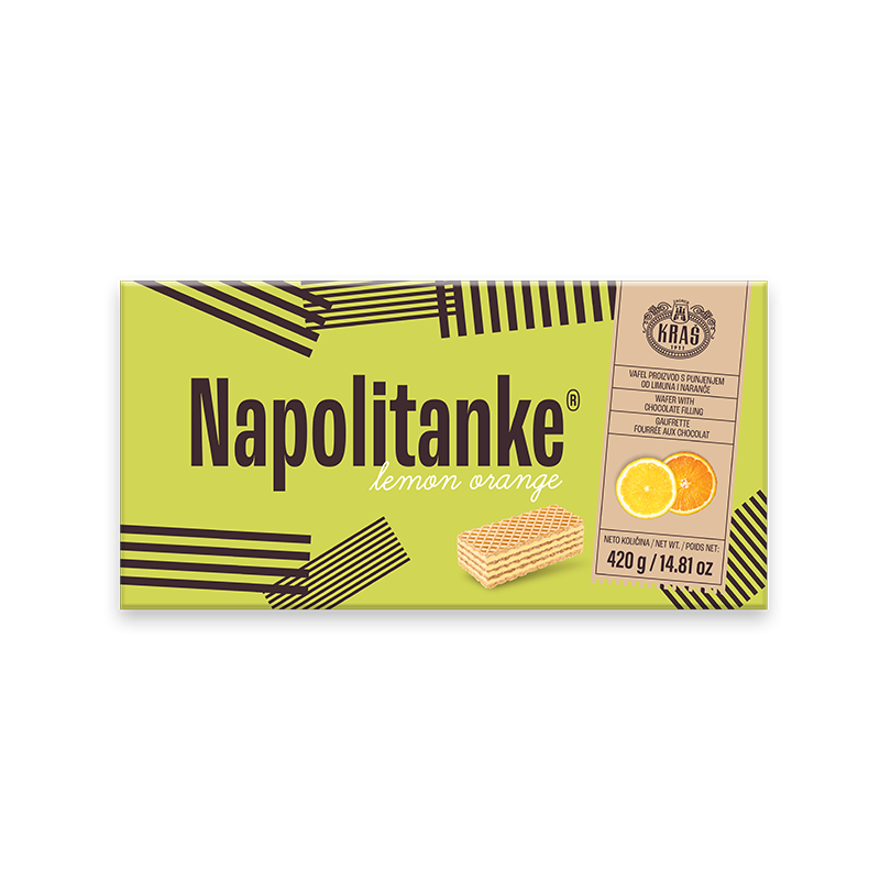 Kras Napolitanke Lemon Orange wafers, 14.81 oz | 420g