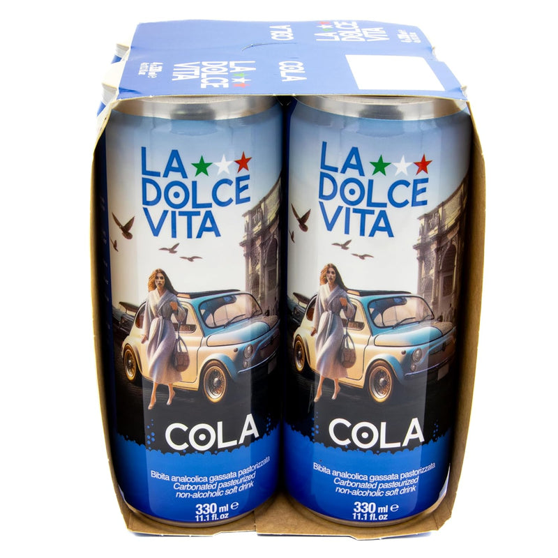 La Dolce Vita Cola, Imported From Italy, Real Sugar, Pack of 4 x 11 FL OZ
