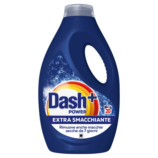 Blue bottle of Dash laundry detergent on a transparent background