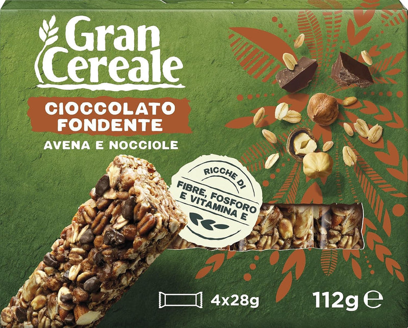 Gran Cereale Dark Chocolate, Oats & Hazelnut Snack Bars – 4 Pack – 3.95 oz (112g)