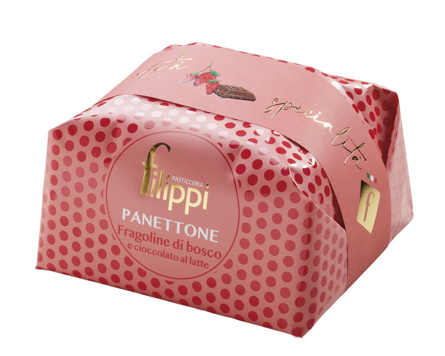 Filippi Panettone Strawberries and Milk Chocolate, 17.63 oz | 500g