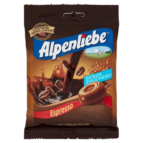 Alpenliebe chocolate package with espresso design on a white background