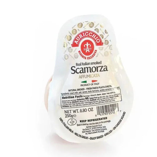 Auricchio Scamorza cheese packaging on a white background