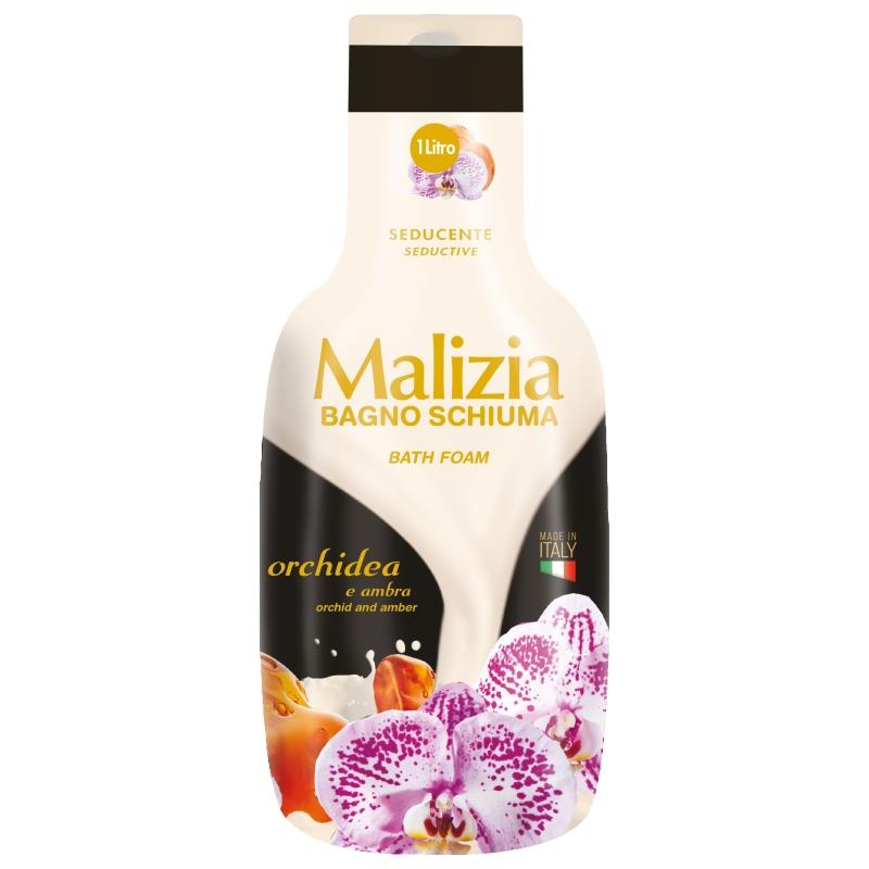 Malizia Bath Foam, Body Wash, Amber and Orchid, 1000 ml