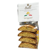 Packaged biscotti with Bellé branding in a store setting