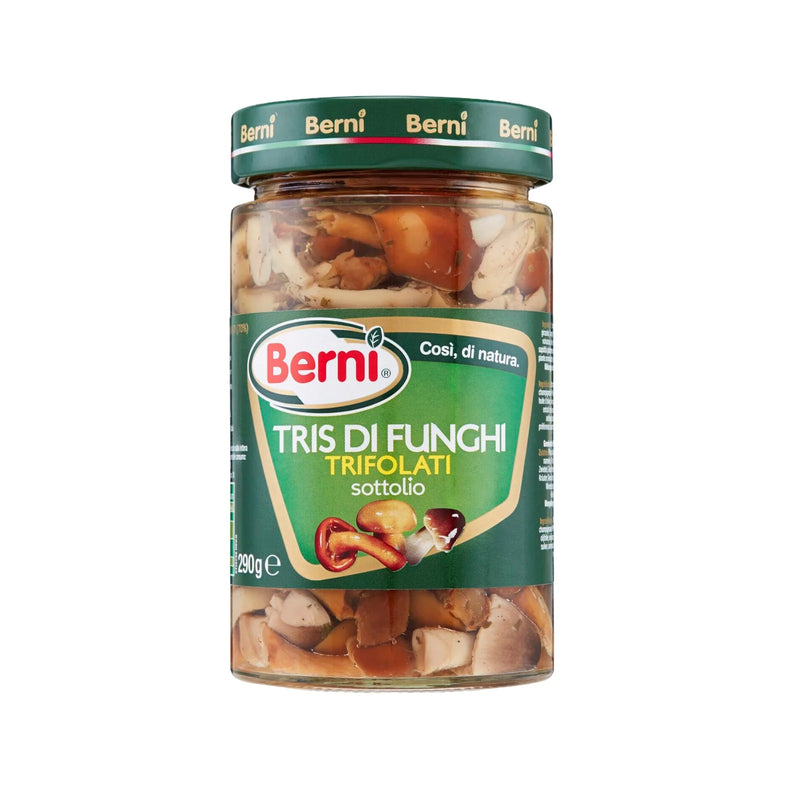 Berni Tris di Funghi Trifolati – Mixed Mushrooms in Oil – 10.23 oz (290g)