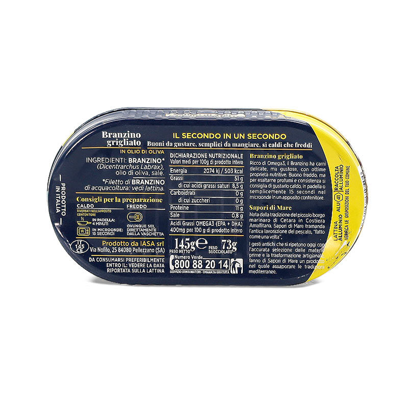 Sapori di Mare Grilled Sea Bass, Branzino Grigliato, 5.11 oz