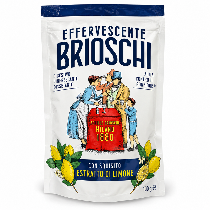 Brioschi Effervescent Digestive Granules with Lemon – 3.53 oz (100g)