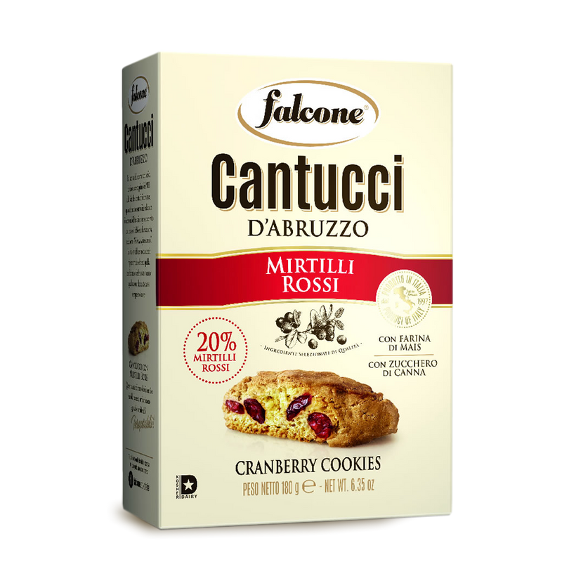 Falcone Cantuccini Mirtilli Rossi, Cranberry Cookies, 6.35 oz | 180 g
