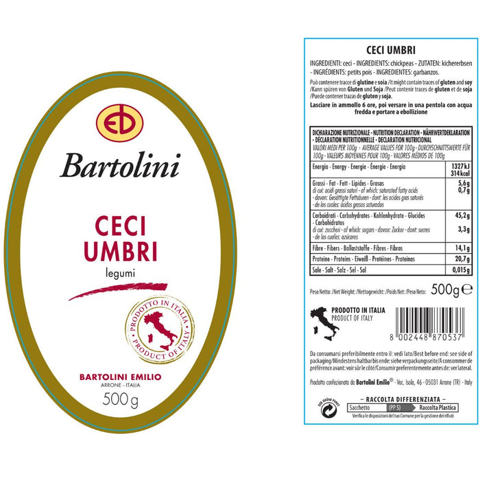 Bartolini Umbrian Chickpeas, Ceci, 17.6 oz | 500g